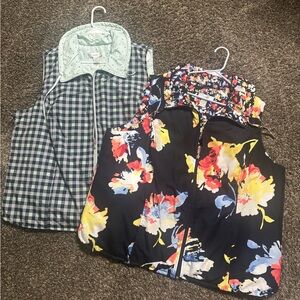 CJ Banks Womens Size 2X Vests Plaid Floral Reversible Lightweight Bundle 2  New